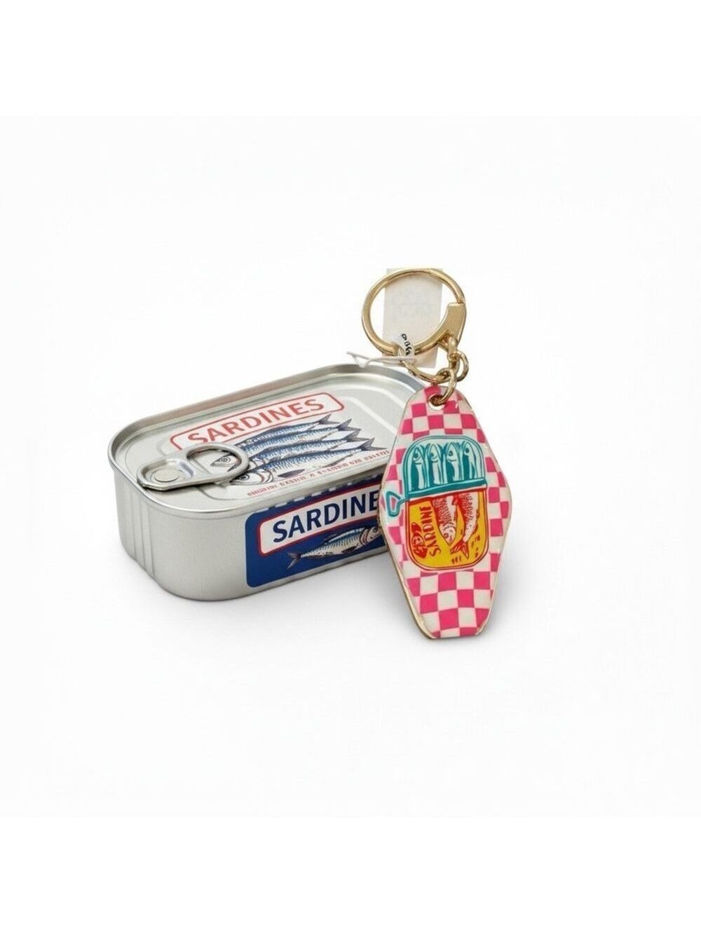 Piper K Sardine Bag Charm Goldtone Retro Keychain NWT